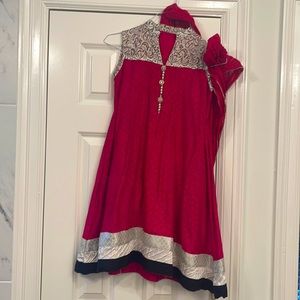 Cotton net fancy six panels self design shirt size 8 to 10 girls with Dupatta